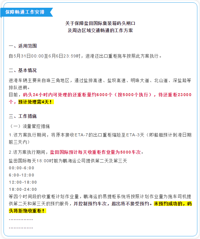 警告：鹽田港面臨嚴重擁堵！開閘后安排出爐！船公司采取緊急措施