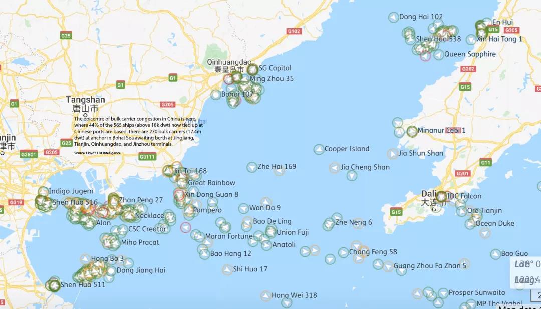 堵！我國(guó)沿海錨地, 共追蹤到599艘散貨船