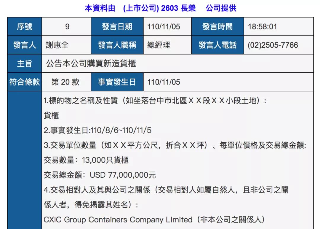 長(zhǎng)榮海運(yùn)超3億美元再訂55500個(gè)集裝箱，并調(diào)整2艘23000TEU大船訂單！