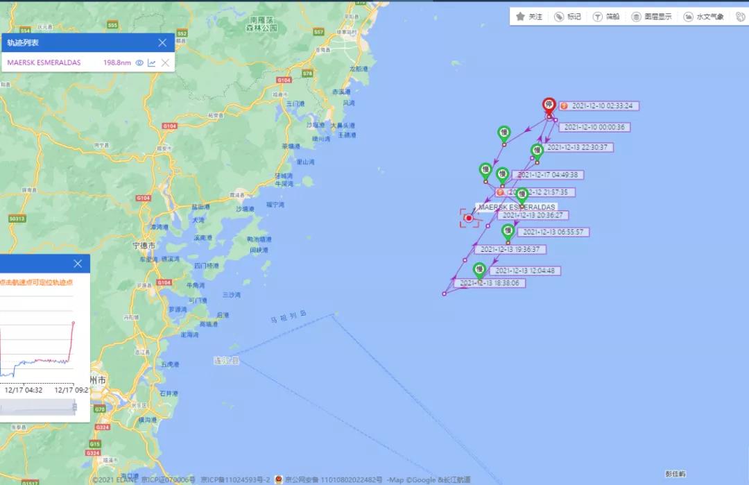 1號廈門離港，已過16天，馬士基這艘1.3萬箱大船為何在福建海域“轉(zhuǎn)圈圈”？