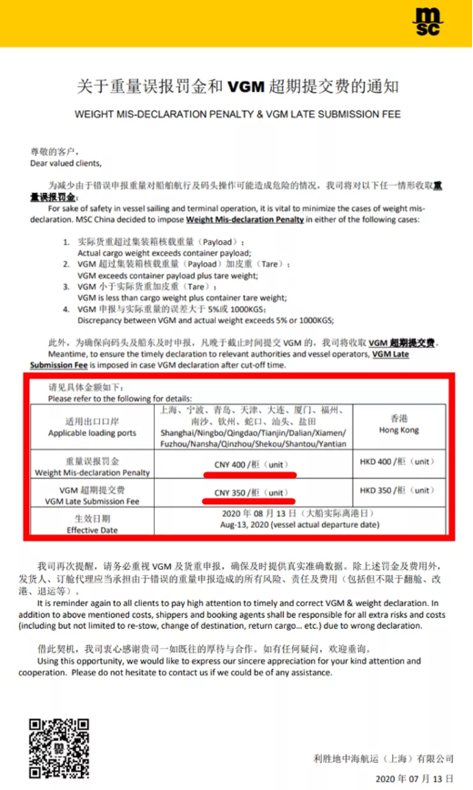 注意！該國(guó)將嚴(yán)格執(zhí)行集裝箱重量VGM要求，船公司將收取罰金