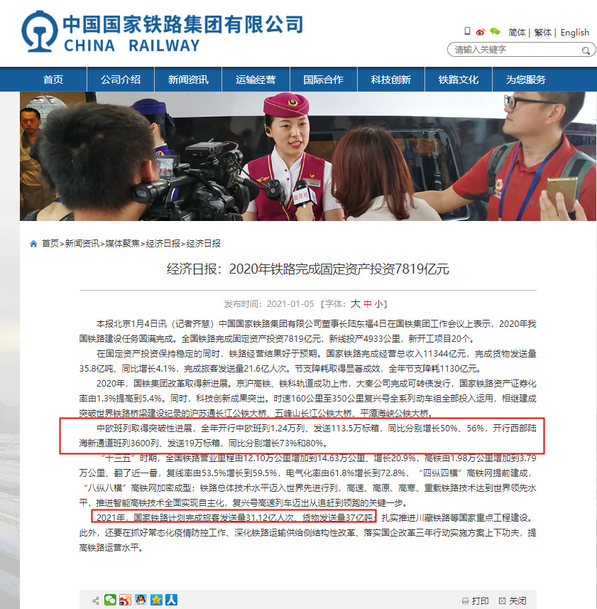 2020年全國中歐班列共開行1.24萬列_物流_電商報 2020年全國中歐班列共開行1.24萬列